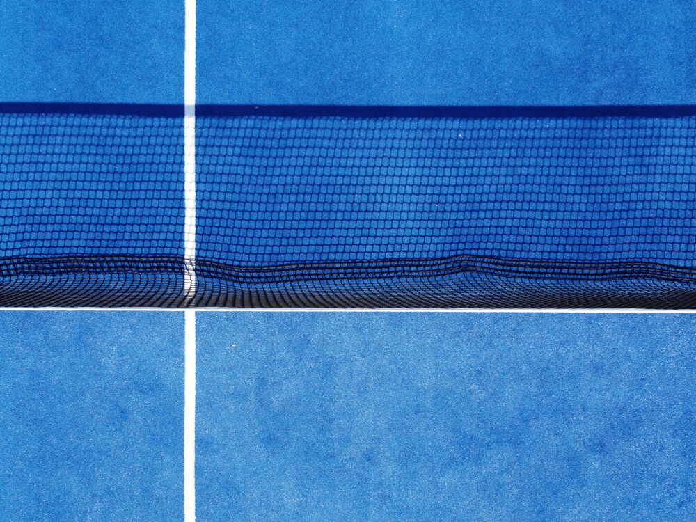 Top view blue padel court