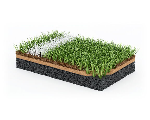 Fusion Elayer cork - Ball on green turf field - Act Sports, the Premium Artificial Sports Turf Supplier