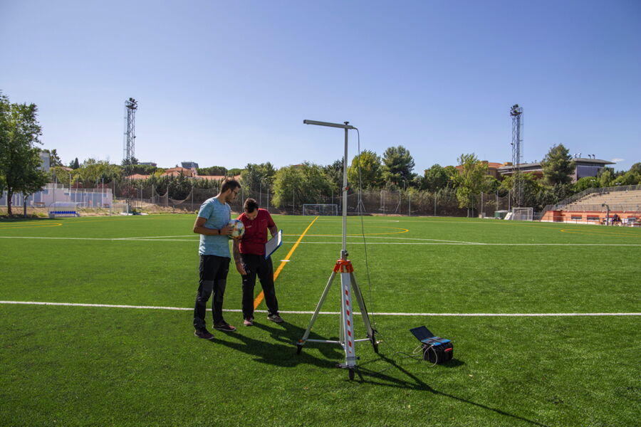 Field Testing - Ball on green turf field - Act Sports, the Premium Artificial Sports Turf Supplier